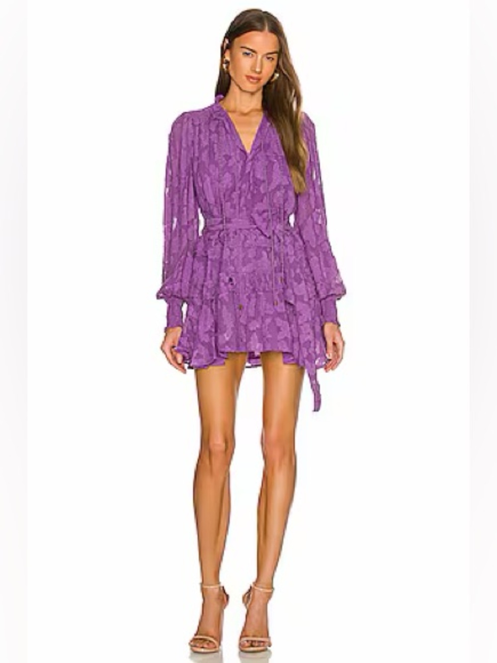 Revolve Karina Grimaldi Purple Ruffle Tiered Mini Dress S